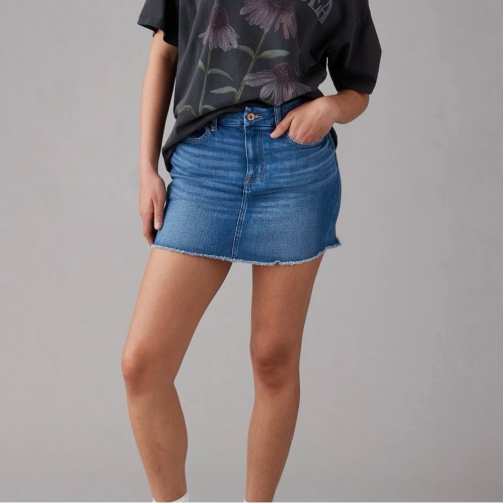 AE super stretch denim mini skirt